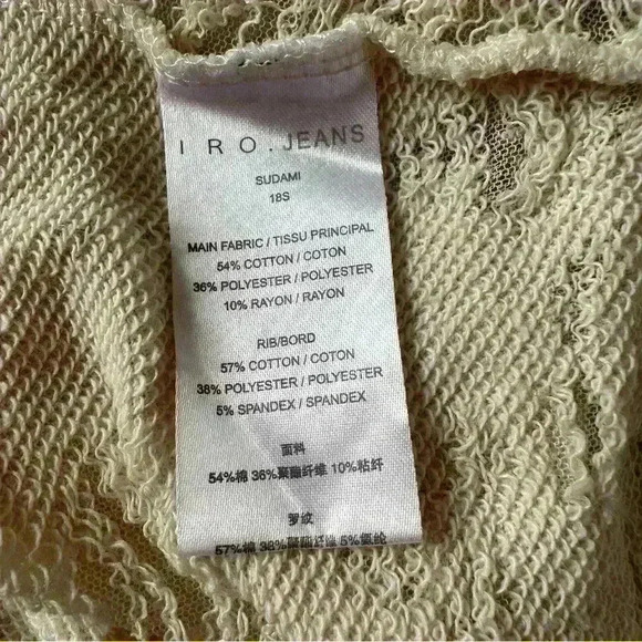 IRO Jeans Sudami Distressed Pullover Crew Neck Cropped Sweater Cream Beige Small - Picture 12 of 15